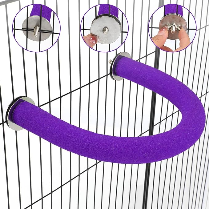 RYPET Parrot Perch Rough-surfaced - Quartz Sands Bird Cage Perches for Medium to Large Bird, U Shape Purple Large