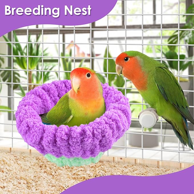 KATUMO Bird Nest, 5.5inch Small Parrot Breeding Bed for Budgie, Parakeet, Cockatiel, Conure, Lovebird, Canary, Finch Birds (Purple/Green, Small)