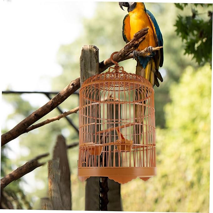 Ipetboom Vintage Decorative Portable Bird Cage, All-Round Ventilation, Hanging, 1 Feeding Cup, 1 Standing Pole, For Parrots