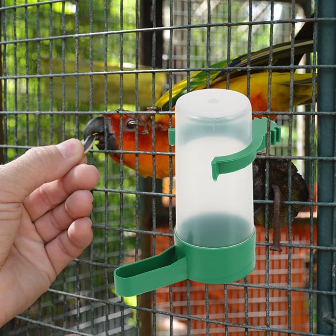 HANABASS 20 Pcs Bird Water Dispenser Automatic Bird Water Feeder Small Bird Feeder Bird Cage Water Dispenser for Parakeet Lovebirds Canary, 7X8.5CM, Green2