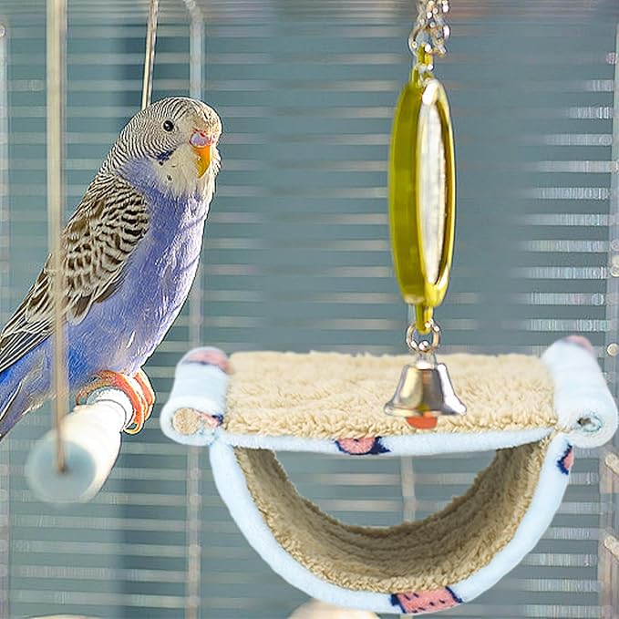 Bird Tent Bed for Cage Hanging Hammock Snuggle Hut Parrot Tent Toy Bird Nest Perch for Parakeet Budgies Cockatiels Cockatoo Finch Conures