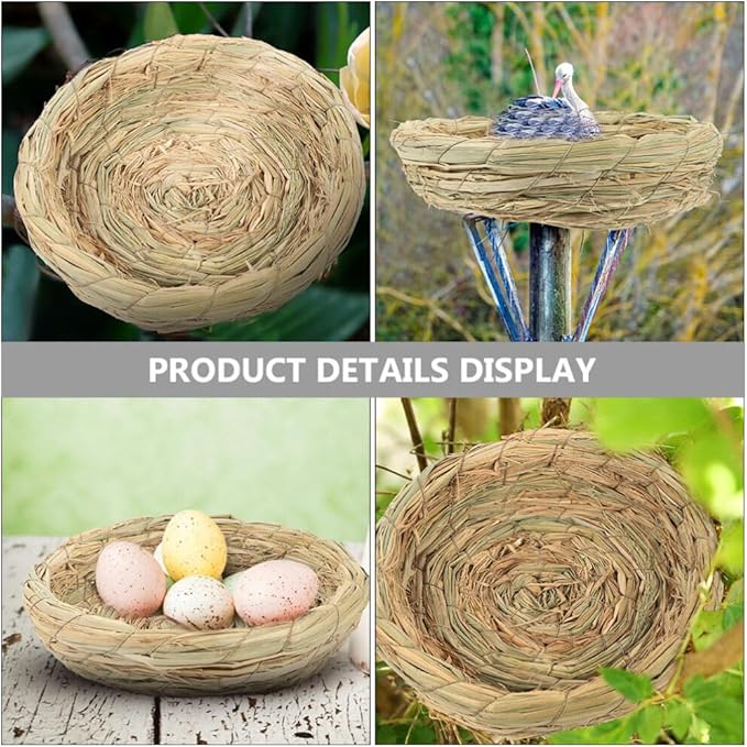 Didiseaon Handwoven Straw Bird Nest for Animals Comfortable Breathable Woven Nest for Parrots Pigeons Easy to Assemble Maintain