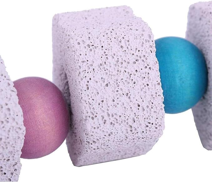 2Pcs Parrot Bird Chewing Toy, Bird Beak Grinding Stone with Bell, Lava Block Calcium Supplement Food for Cockatiel Parakeet Parrot Budgies Rat Hamster Chinchilla Rabbit Bunny African Grey