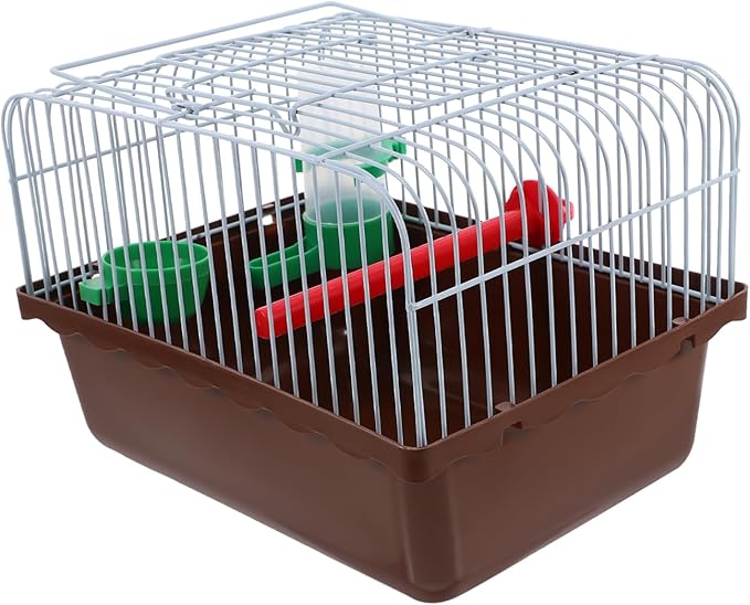 BESPORTBLE Bird Cage with Perch Food Box Portable Small Pet Carrier for Lovebirds Parrots Travel Cage Abs Iron Brown