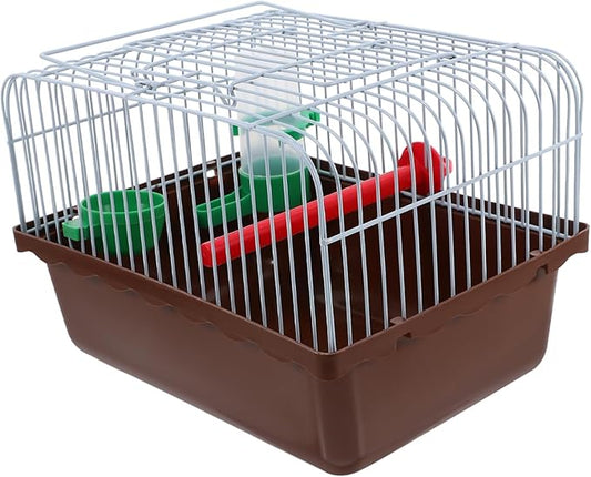 BESPORTBLE Bird Cage with Perch Food Box Portable Small Pet Carrier for Lovebirds Parrots Travel Cage Abs Iron Brown