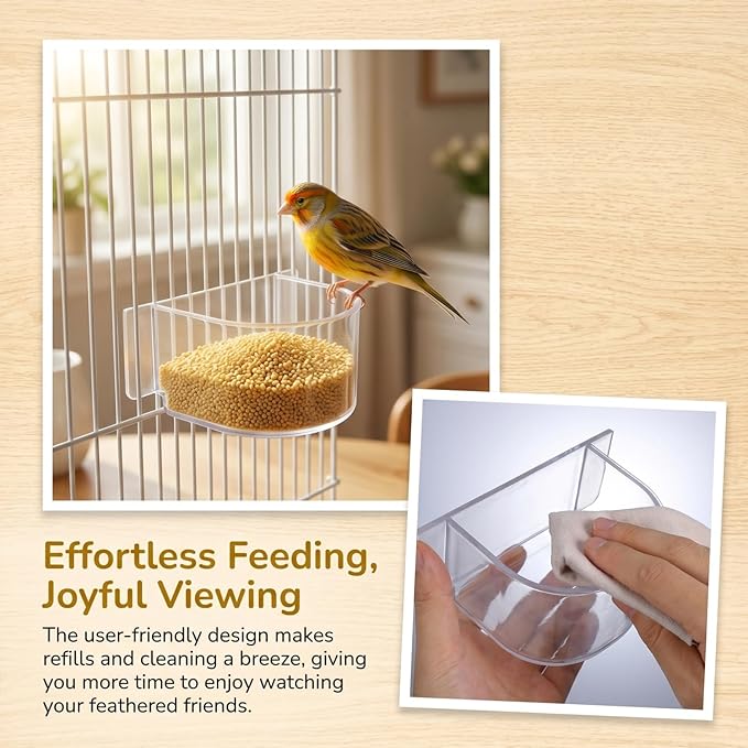 DOITOOL Bird Cage Feeder Cups, 6PCS Clear Plastic Seed Water Feeder Cups, Pet Bird Food Container, Thickened Food Water Bowl for Pet Parrot Parakeet Cages, Hanging Accessories