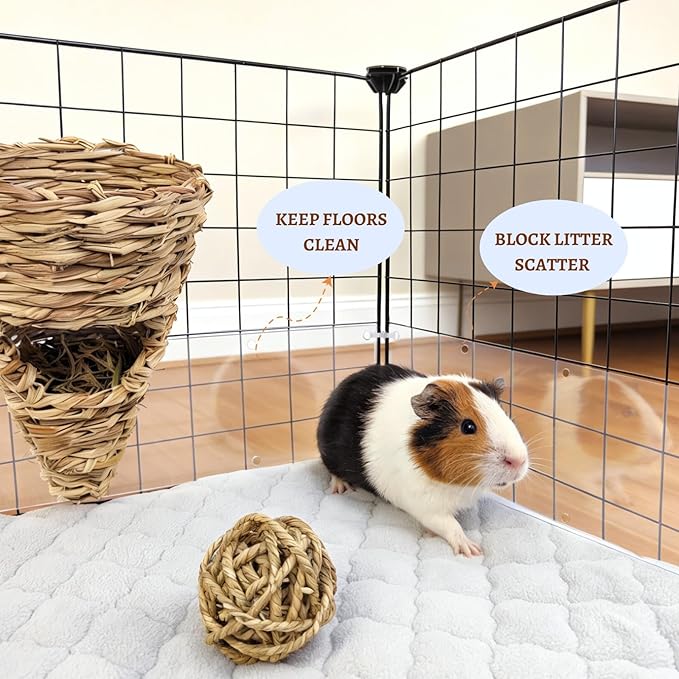 12 Pcs Cage Guard 13.8"x4.7" with Zip Ties & Personalized Letter Stickers, Scatter Guard Clear Cage Liner Flexible Side Lining for Rabbit Guinea Pig C&C Metal Wire Playpen
