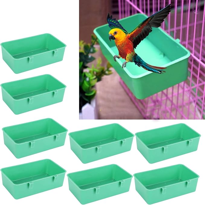 10Pcs Bird Seed Food Feeding Cups Plastic Hanging Bowl for Poultry Parakeet Budgie Cage