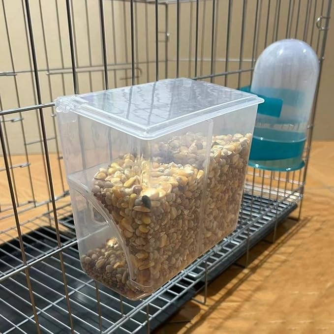 Automatic Pigeon Bird Feeder Water, Plastic Feeder Water Dispenser Drinkers for Cage, No Mess Hanging Parrot Food Bowl Container, Cage Accessories for Parakeet Quail Bird Chicken (2 Hole-Hook)