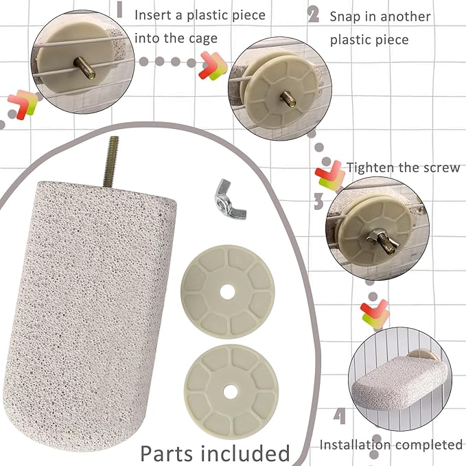 4pcs Bird Perch Stands Foot Claws Trimmer Beak Grinding Stone Parrot Climbing Chewing Toys Cage Accessories for Small Medium Birds Budgies Lovebird Conure (Large)