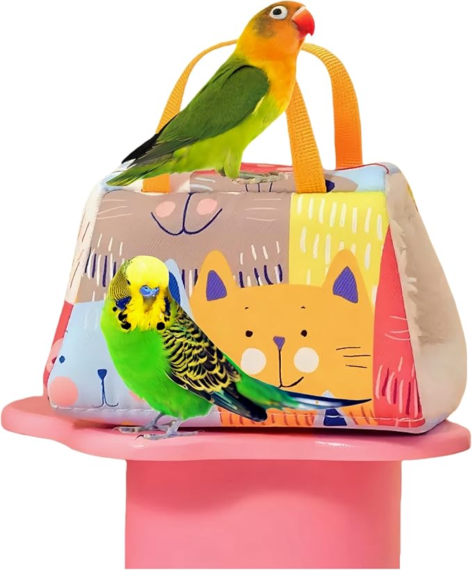 Warm Bird Nest House Plush Birds Hut Bed Hanging Hammock Sleeping Bed Bird Snuggle Cave Hanging Tent for Parrot Parakeet Cockatiel Conure African Grey Macaw-Kitten