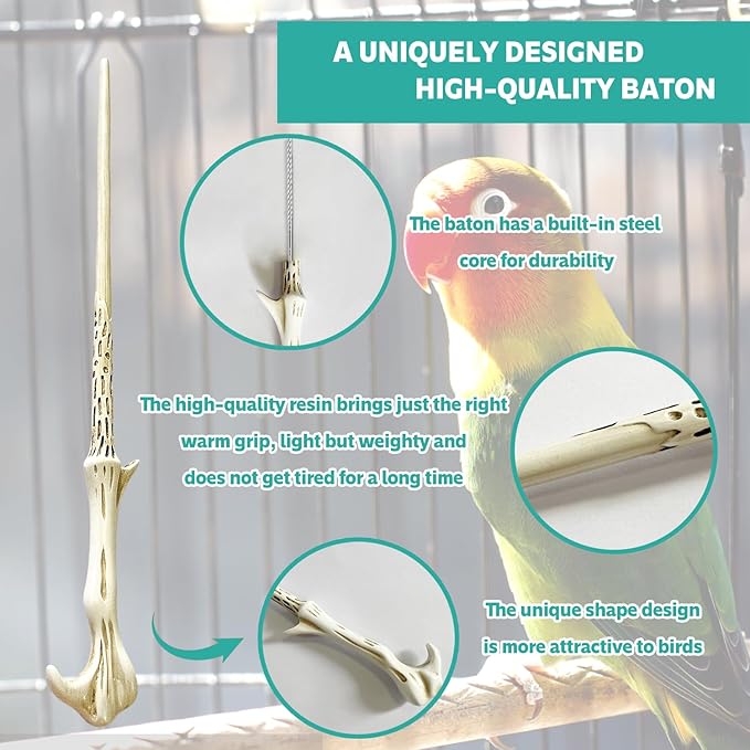 Parrot Training Clicker with Target Stick, Getting Started Bird Clicker Training Kit, All Bird Breeds Training Stick Foster Discipline and Behavior Training, for Parrots Birds Lovers