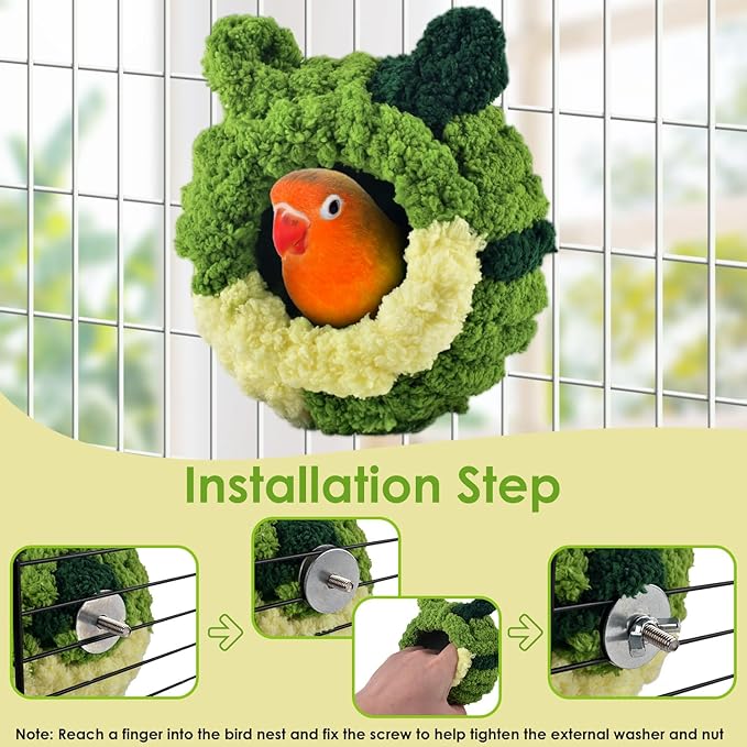 KATUMO Bird Nest, Small Sun Conure Breeding House Parrotlet Snuggle Hut Lovebird Bed for Conure, Lovebird, Zebra Finch, Loriculus, Hamster and Other Small Birds (Less Than 5 inches Long)
