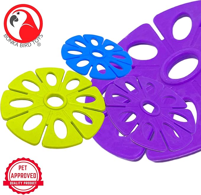 Bonka Bird Toys 2918 Large Pk6 Round Plastic Snowflakes Parrot Toy, Conure, Amazon, African Grey, and Similar