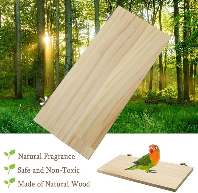 Litewoo Parrot Bird Wood Perch Platform Large Stand Shelf for Birds Budgie Parakeet Cockatiel Conure Cockatoo Macaw African Grey (1PC)