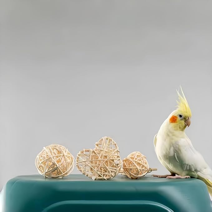 HANZE Rattan Balls,Sepak Takraw, Vine Ball, Parrot Chew Toy and Stimulation Ball Set (Set of 12)