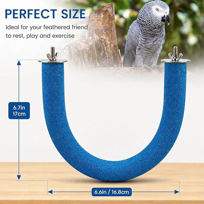 RYPET Parrot Perch Rough-surfaced - Quartz Sands Bird Cage Perches for Medium to Large Bird, U Shape Large