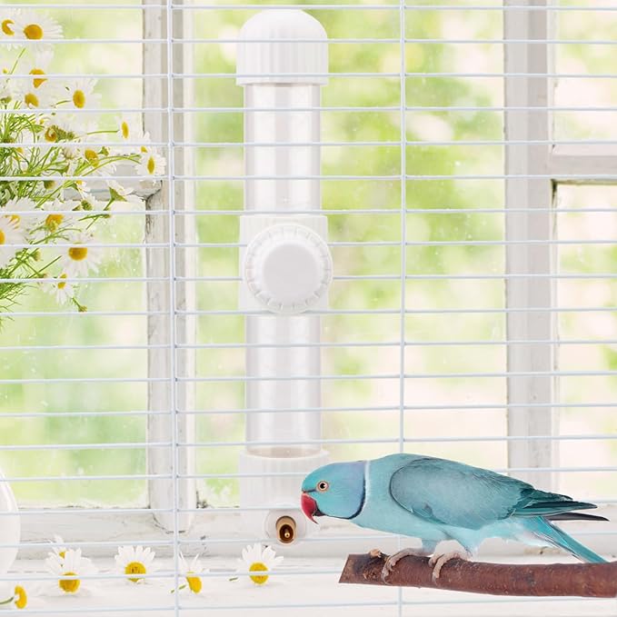 Hypeety 9.4 Fl Oz Leak-Proof Bird Water Bottle for Cage Clear No Spill Automatic Parrot Water Dispenser with Spring Valve for Small Parrots Budgies Finches Cockatiels Lovebirds (White, 9.4 oz/280 ml)