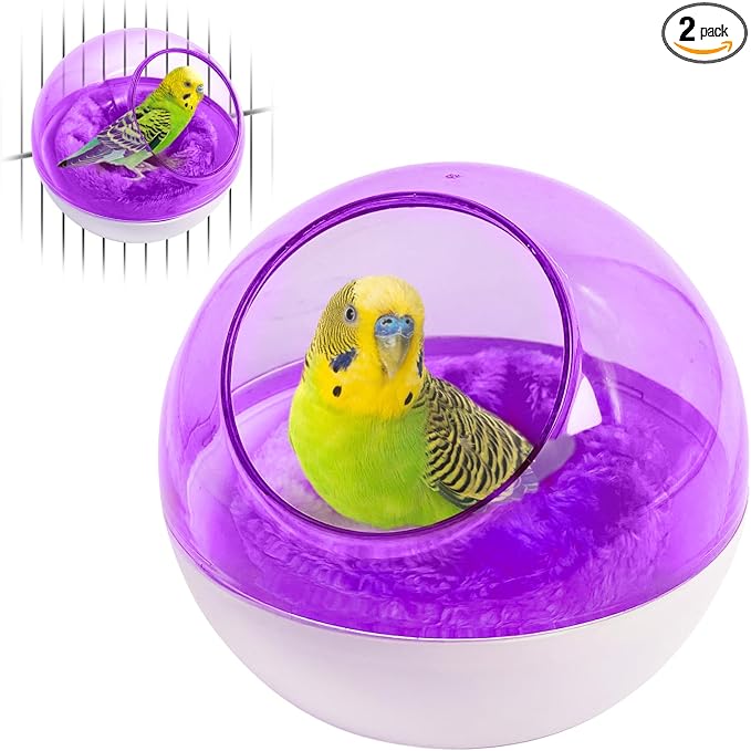 kathson Plastic Bird Nest Chewproof Small Bed with mat Hanging House Hut Bird Cage Breeding Hatching Nest Washable Parakeet Nest for Parrot Budgie Love Bird Canary (Purple)
