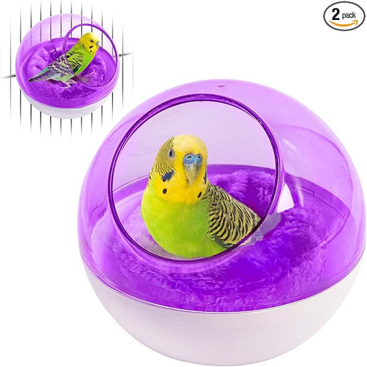 kathson Plastic Bird Nest Chewproof Small Bed with mat Hanging House Hut Bird Cage Breeding Hatching Nest Washable Parakeet Nest for Parrot Budgie Love Bird Canary (Purple)