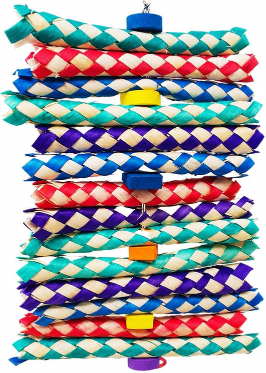 Bonka Bird Toys 1798 Big Foamy Delight Shreddable Bamboo Finger Trap and Foam Bead Bird Toy 9.5" x 6" for Small to Medium Birds Enrichment Play Amazon Conure and Similar