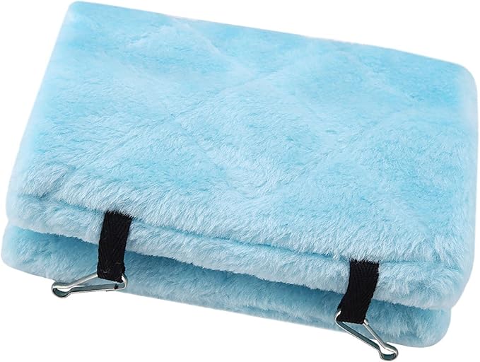 Peony Parrot Hammock Bird Nest Warm Soft Plush Hammock Hanging Cage Tent for Birds Parrot Winter Warm Bed Pet Toy Pouch Cotton Bed (S- Blue)