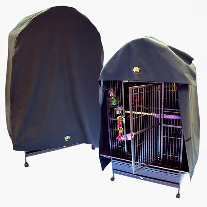 CozzzyCovers Model 4836 DT Universal Cage Cover 76" L Poly-Cotton Black for Dome Top Bird Cages 46"–48" W x 34"–36" D for Oversized Birds Sleep and Light Reduction