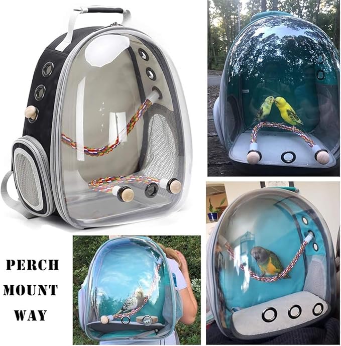 Bird Rope Stand Perch, Easy Mount on Backpack Carrier and Cage (Multi Color, Large)