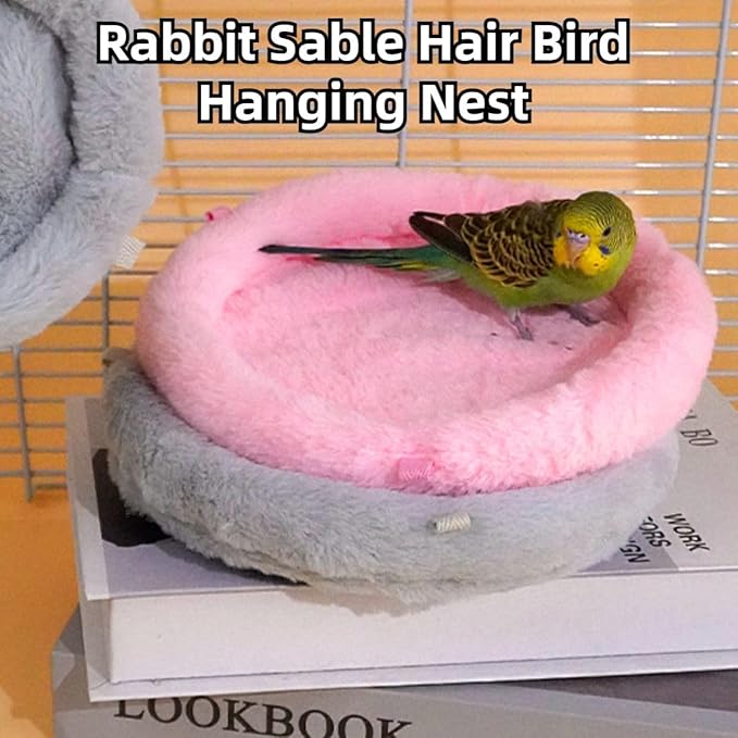 Bird Soft Nest Hanging Hammock Bed Toy for Parrot Parakeet Cockatiel Conure Lovebird Finch Canary Budgie Hamster Rat Gerbils Cage Perch (Pink,M)