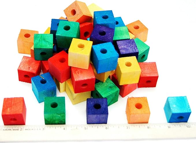 Colored Wooden Wood 48 Pcs. Blocks Parts for Bird