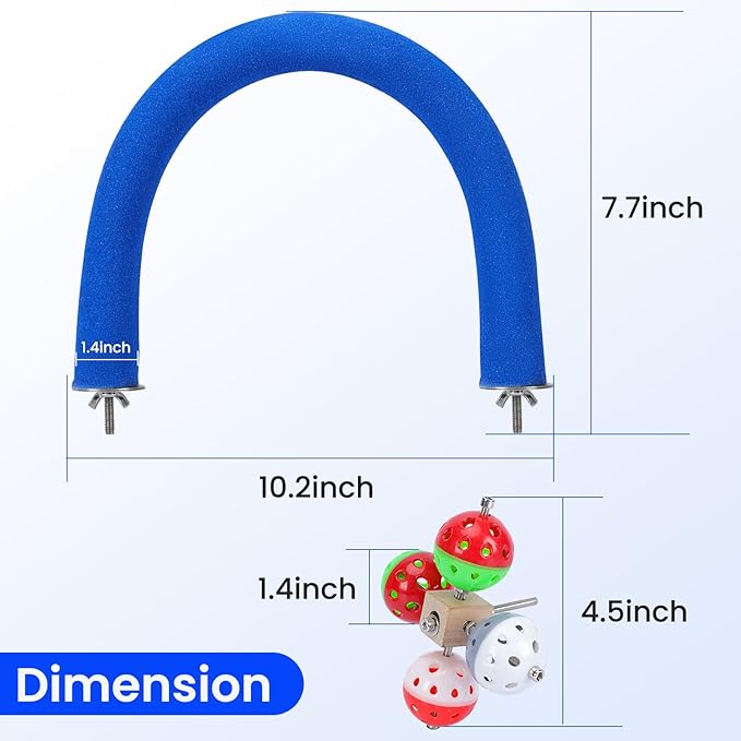 FrgKbTm U Shape Parrot Perch Stand Toy Bird Platform Sand Paw Grinding Clean Stick Exercise Conure Budgie Cockatiel Cage Accessories (Blue-Rotate)