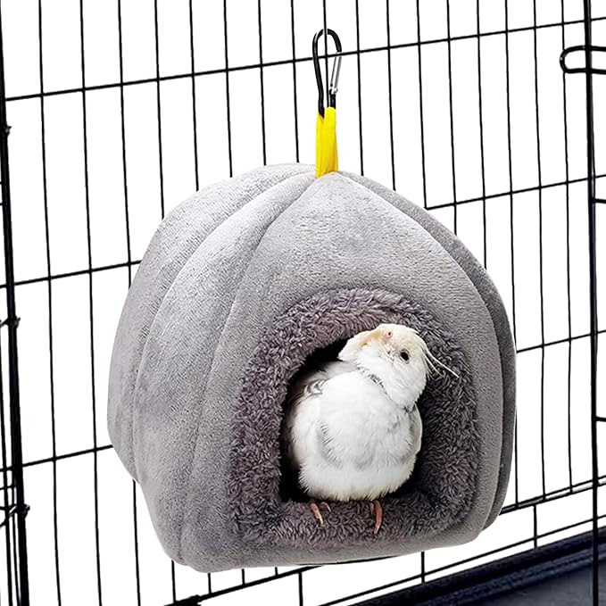 QBLEEV Winter Warm Bird Nest House, Parrot Hanging Hammock for Cages, Bird Bed Soft Plush Snuggle Hut Tent, Parakeet Cage Accessories Birds Hideaway Sleeping Bed for Budgie Cockatiel Conure Lovebird
