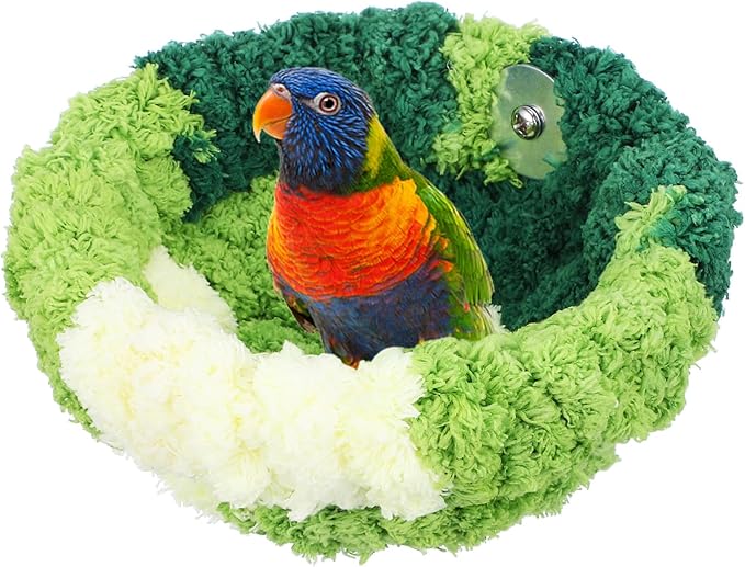GANAZONO Cozy Plush Bird Nest for Cage Winter Bed - Warm Hanging Bird Sleeping Hut for Parakeets Lovebirds Cockatiels Conures Small Pets Breeding Bed 6.69X6.69X3.93In