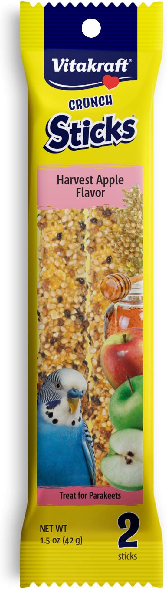 Vitakraft Crunch Sticks Parakeet Treat - Harvest Apple - Pet Bird Treat Toy