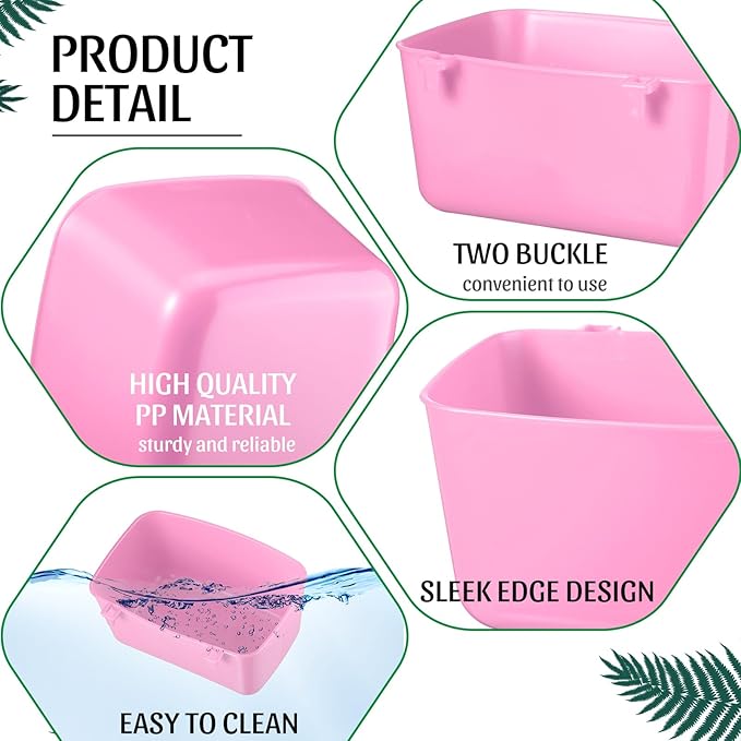 Zhehao 20 Pcs Bird Cage Cups Chicken Feeder Waterer Cups 18 oz Pigeon Feeder Plastic Poultry Wire Cage Hanging Rooster Chicken Water Bowl for Pet Bunny Gamefowl Poultry(Pink)
