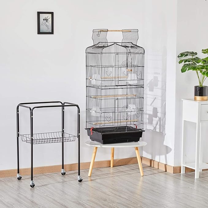 Topeakmart Open Play Top Large Parakeet Small Parrot Bird Cage with Stand for Budgies Finches Canaries Lovebirds