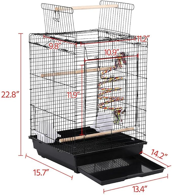 Topeakmart Heavy Duty Open Top Travel Bird Cage Carrier for Bird Canary Cockatiel Small Parrots