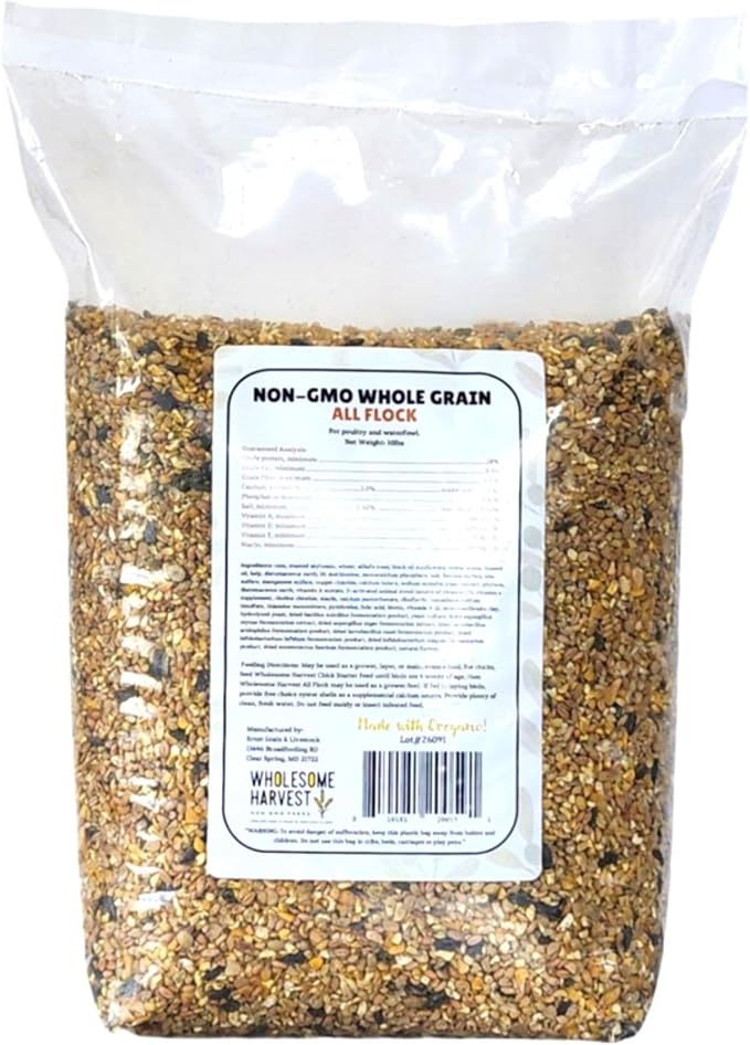 All Flock Feed, High Nutrition for Flocks, Non-GMO Duck, Turkey, Geese and Chicken, Whole Grain 10 lbs Pack