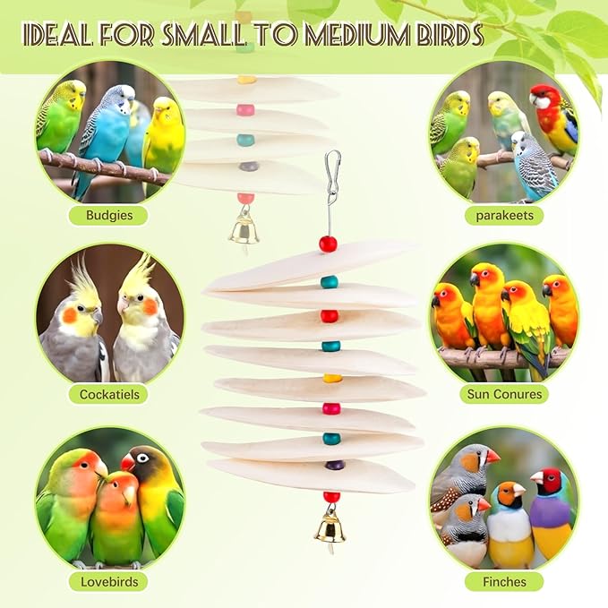 2 Pack Bird Cuttlebone Chew Toys, Natural Cuttlefish Bone for Birds Beak Grinding & Calcium Supplement, Hanging Cage Accessories for Small Medium Birds (2, Thin Slices)
