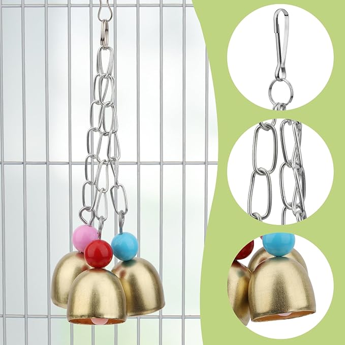 Hypeety Bird Bell Toy Cage Toys Parrot Macaw African Greys Amazon Parakeet Cockatiels Cage Hanging Swing Toys (7.87"/20cm)