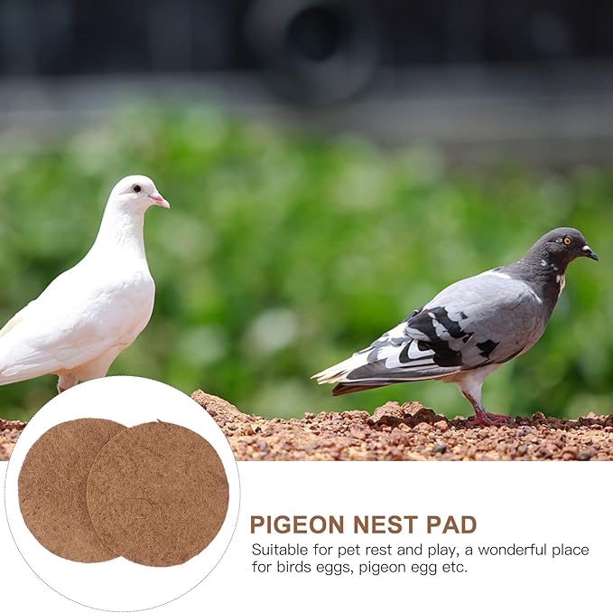 Ipetboom Pigeon Nest Pads 10Pcs 8.5In Breathable Bird Egg Nest Mats Comfortable Palm Fiber Pads for Pigeon Breeding Birdcage Accessories