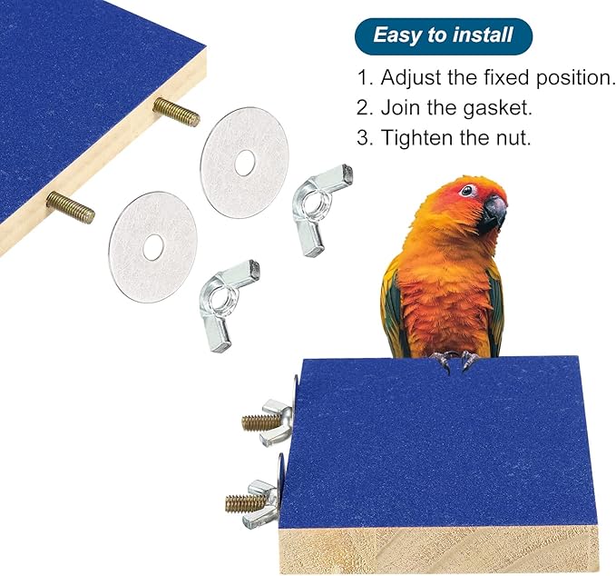 PATIKIL Bird Perch Stand Platform, Parrot Stand Platform Playground Paw Grinding Clean for Parakeet Cockatiel Cage Accessory, Blue