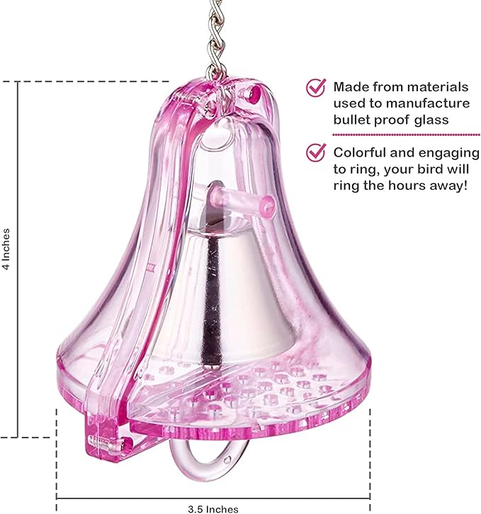 Sweet Feet and Beak Large Indestructibell - Perfect Cage Toy for Large Birds - Safe, Non-Toxic, Unbreakable, Easy to Install Bird Cage Accessories for Parrots, Cockatoos, and Large Birds