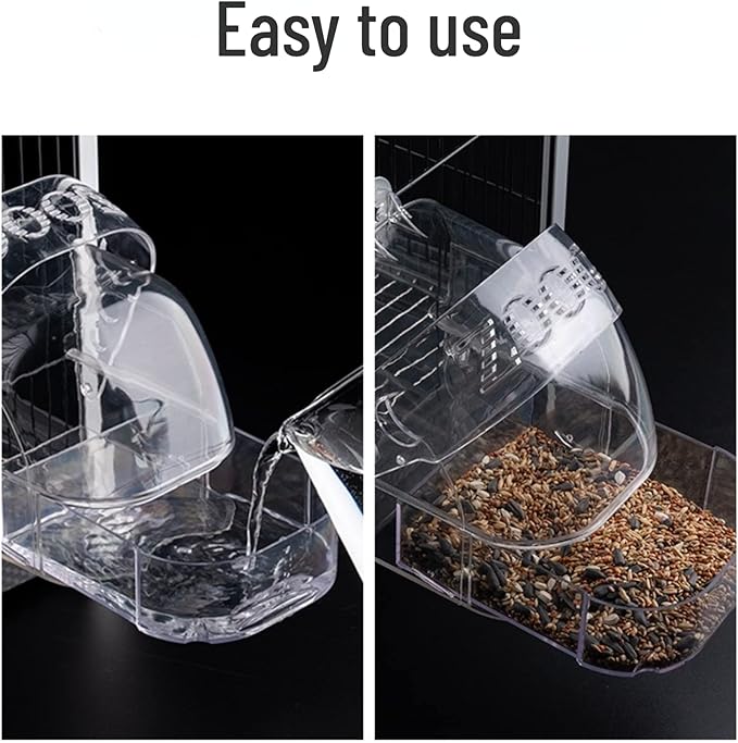 Bird Bath Cage, Cleaning Pet Supplies Cockatiel Bird Clear Bathtub with Hanging Hooks and Bottom Drawer for Little Bird Parrots Spacious Parakeets Portable Shower for Most Birdcage