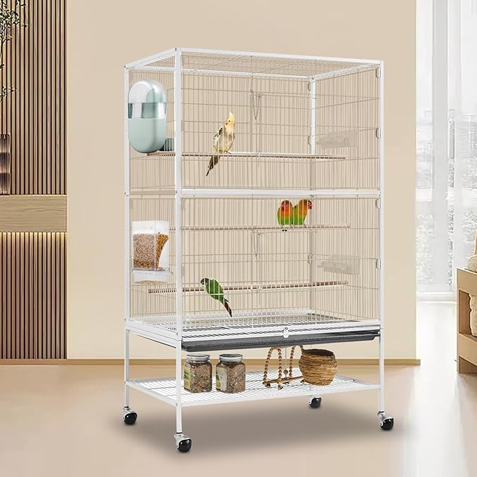 Lemtrflo No Mess Bird Feeder & Water Dispenser Set - Automatic Feeding & Hydration, Parakeet Cage Accessories for Parrots, Cockatiels, Finches, Lovebirds & Budgies