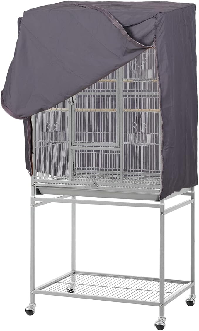 QBLEEV Birdcage Covers, Breathable Parrot Cage Cover Shade, Universal Blackout Windproof Light-Proof Covering Reduces Distractions Night Accessories Cloth Without Cage-17.7x24.8x31.5in (LxWxH)
