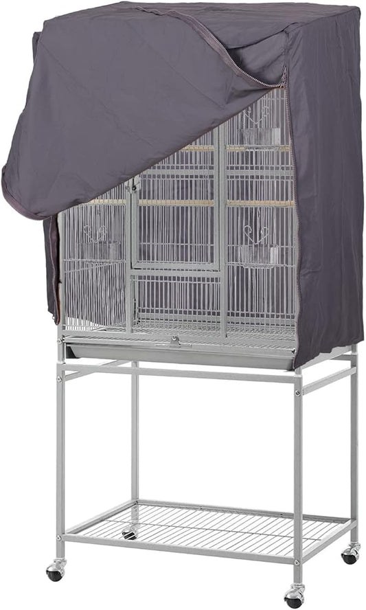 QBLEEV Birdcage Covers, Breathable Parrot Cage Cover Shade, Universal Blackout Windproof Light-Proof Covering Reduces Distractions Night Accessories Cloth Without Cage-17.7x24.8x31.5in (LxWxH)