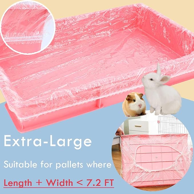 30 PCS Extra Large Disposable Cage Liners, Clear Plastic Cage Liners for Bunny, Guinea Pig, Hamster, Bird, Hedgehog & Small Animals【 Liners Suitable for pallets Where Length + Width < 7.2 FT】