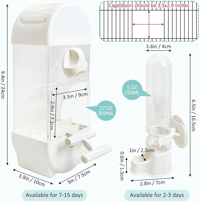 Tfwadmx No Mess Automatic Bird Feeder for Cage Transparent Food Container Parrot Water Dispenser Cage Accessories for Cockatiels, Finches, Budgies Canaries (White)