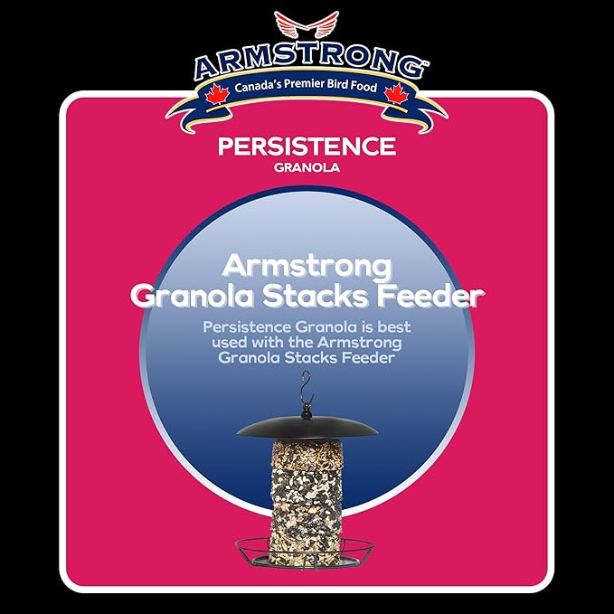 Armstrong Wild Bird Food Royal Jubilee Persistence Granola Stack, 7.05oz (Pack of 4) High-Energy Treat with Black Oil Sunflower Seeds, Peanuts & Fruit - Ideal for Granola Stack Feeders